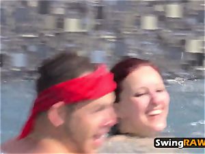 inexperienced swingers with fake bumpers pool party