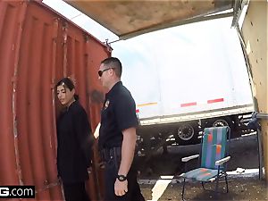 fuck the Cops Latina damsel caught sucking a cops knob